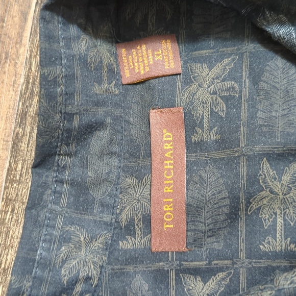Tori Richard Mens Hawaiian Shirt Sz L 70% Silk Blend Palm Trees Peach Button Up - Picture 4 of 8